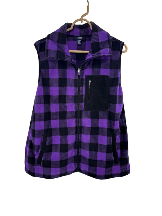 Chaps Jackets & Blazers - Chaps Purple and Black Buffalo Plaid Fleece Zip Vest plus outdoor fall Gorpcore